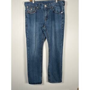 True Religion Mens Big Flap Red Stitch Jeans Size 36 Straight